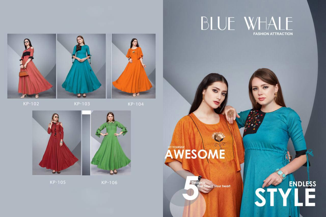 Blue Whale Krisha Plain Anarkali Pattern Wholesale Kurti Blue Whale Krisha Plain Anarkali Pattern Wholesale Kurti